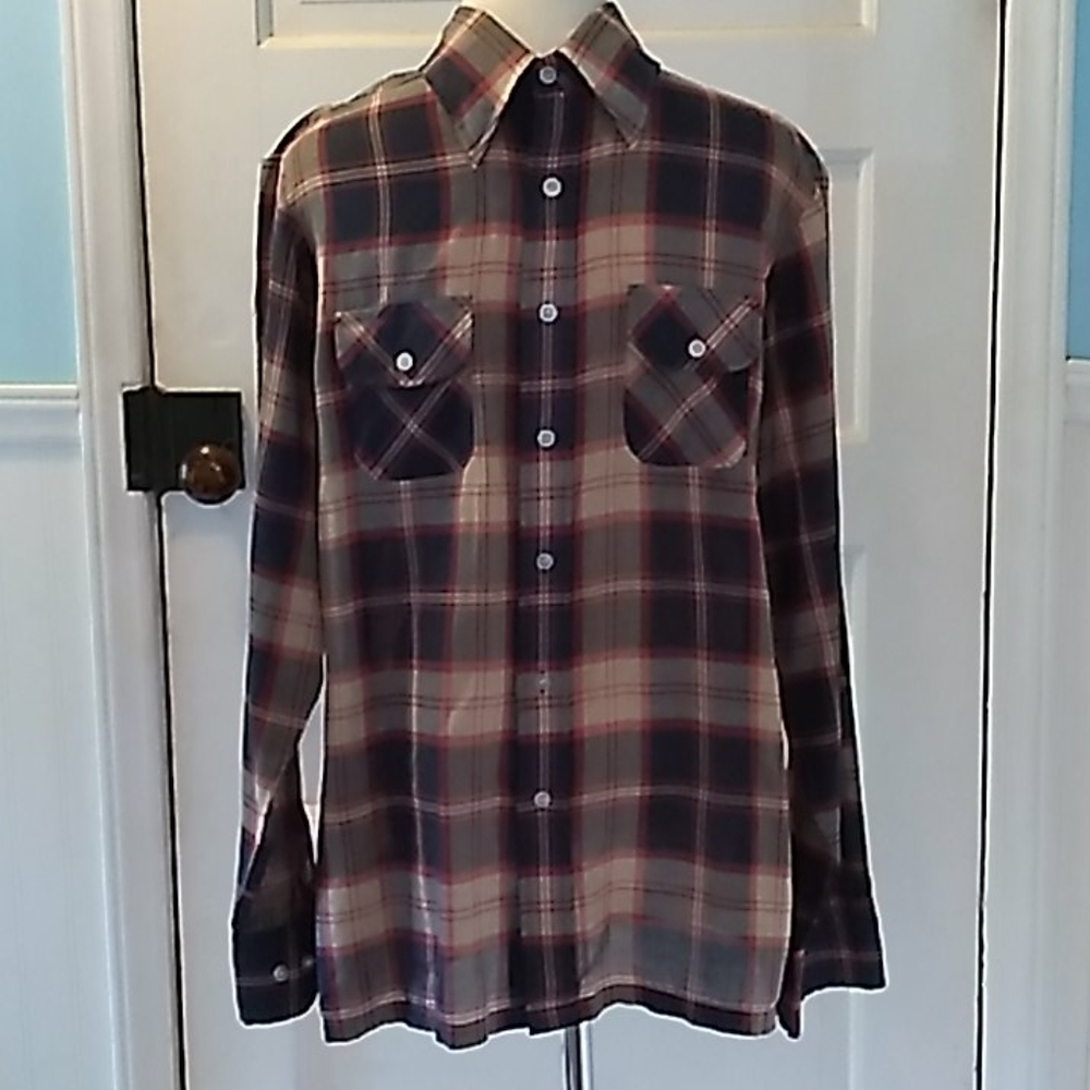 Vintage 1970s Levis casual plaid button down large